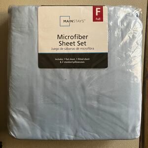 Mainstays Microfiber Sheet Set Full Light Blue Soft Easy Care Bedding